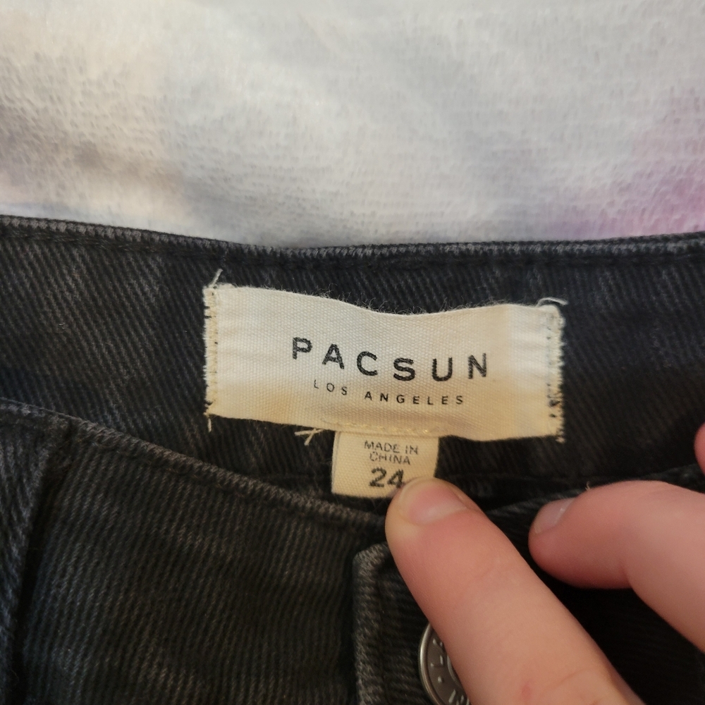 Pacsun Black Floral Distressed Denim Skirt Coquette Feminine Casual | 24 - Picture 5 of 7
